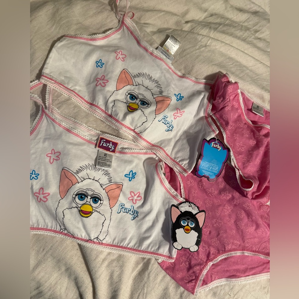Vintage panty and bra furby set